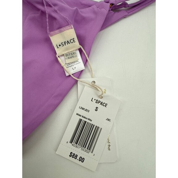 LSpace Bitsy Cut Purple Bikini Bottom Size Small Double Strap Detail - Picture 4 of 5